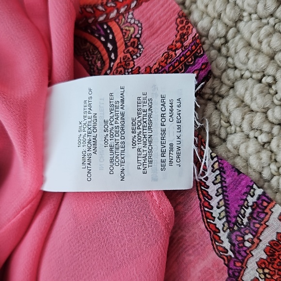 J. CREW Pink Silk Paisley Long Sleeve Blouse - Picture 8 of 8